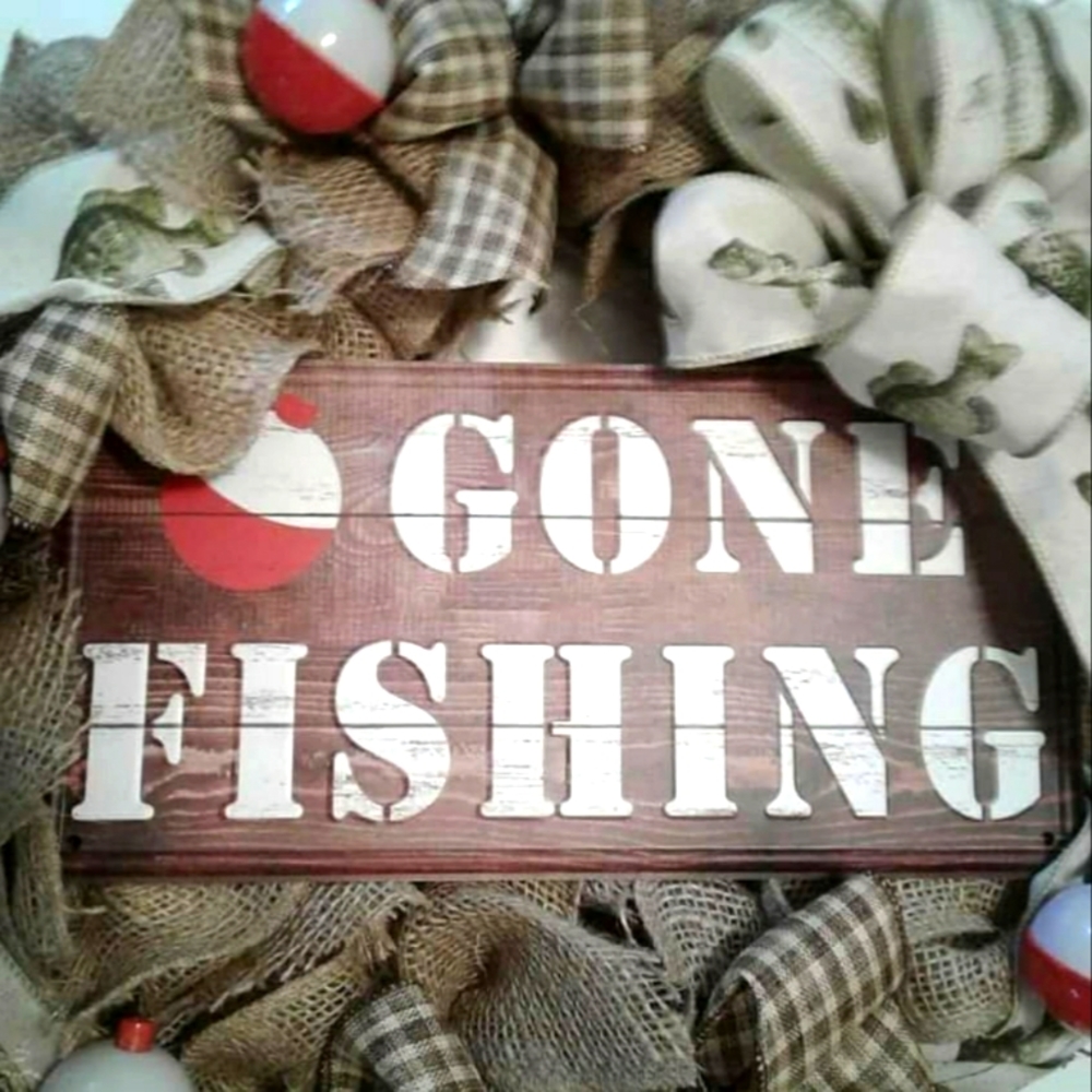 Fishing  Wreath Fish Lake-house Fishing Wreath Gone Fishing Lakehouse Final Sale